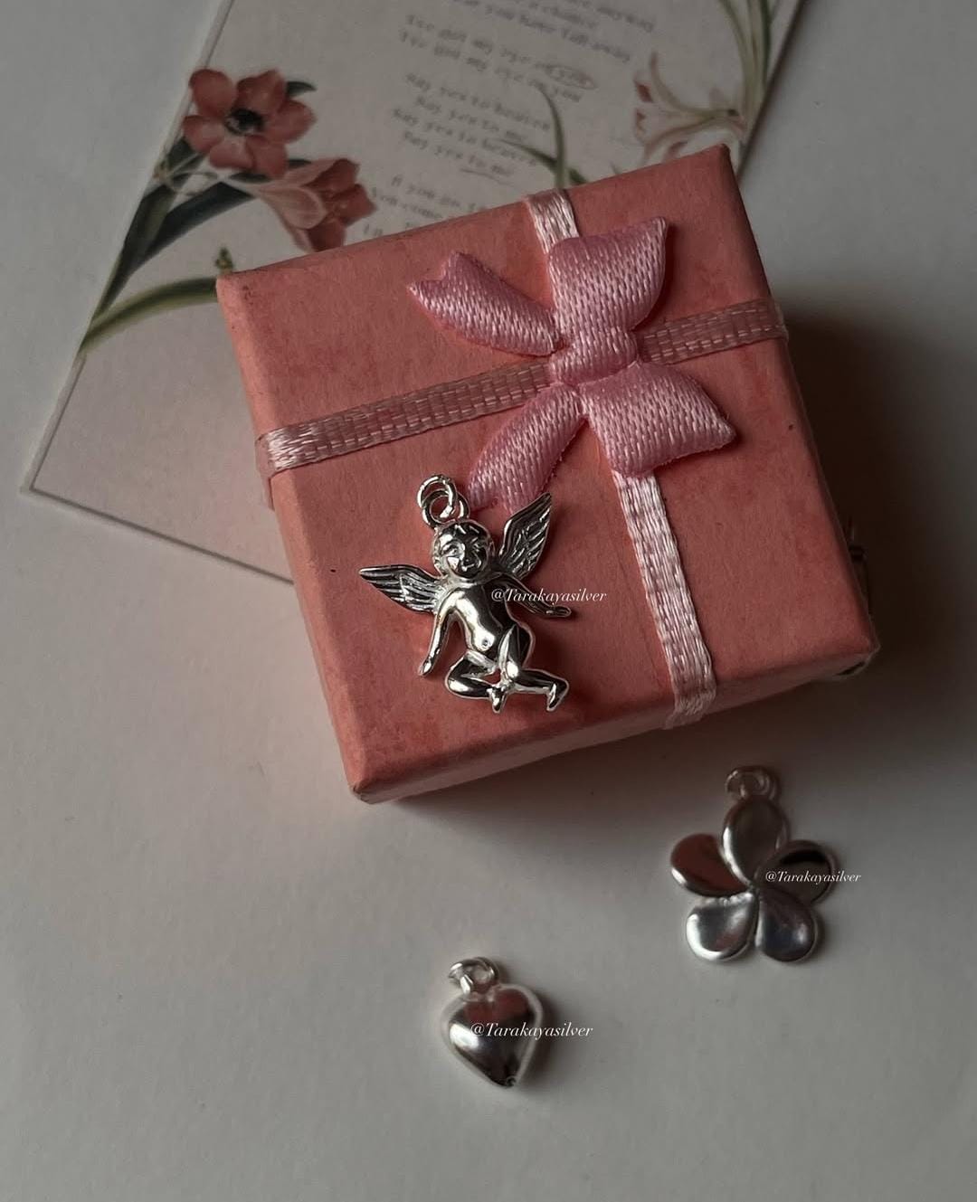 Cherub angel design 925 silver charm for bracelets