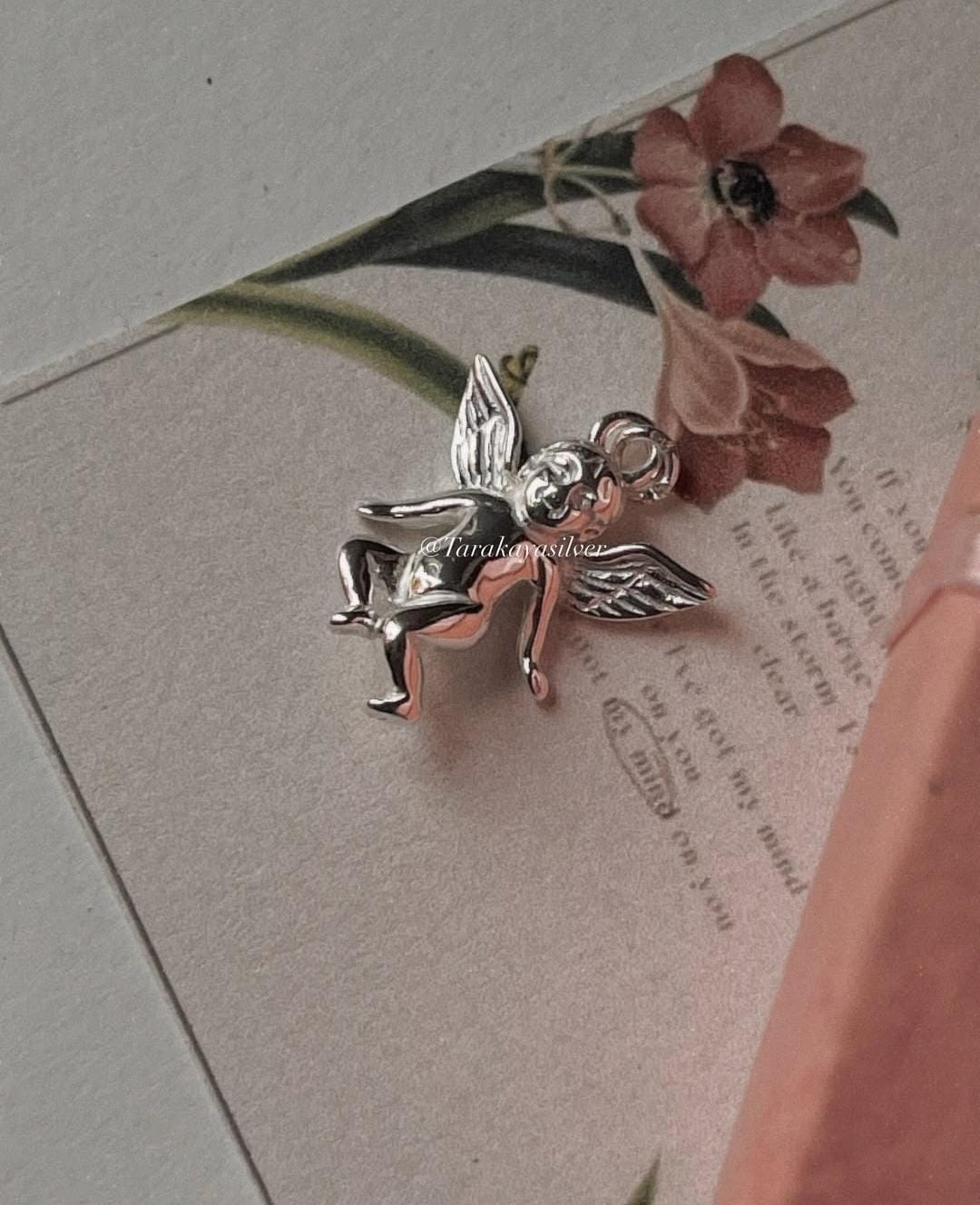 925 sterling silver cherub angel charm for spiritual jewelry
