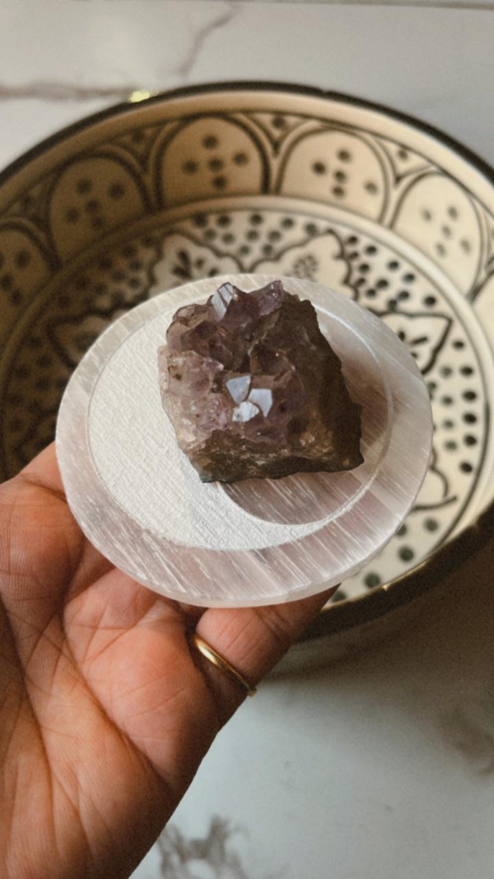 Yin Yang selenite plate for crystal and chakra cleansing