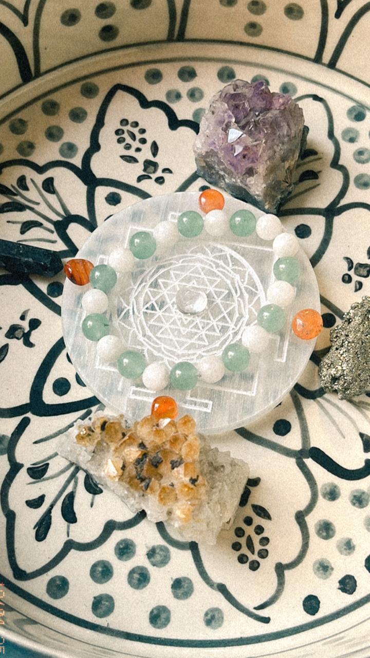 Shree Yantra selenite plate for crystal and chakra cleansing