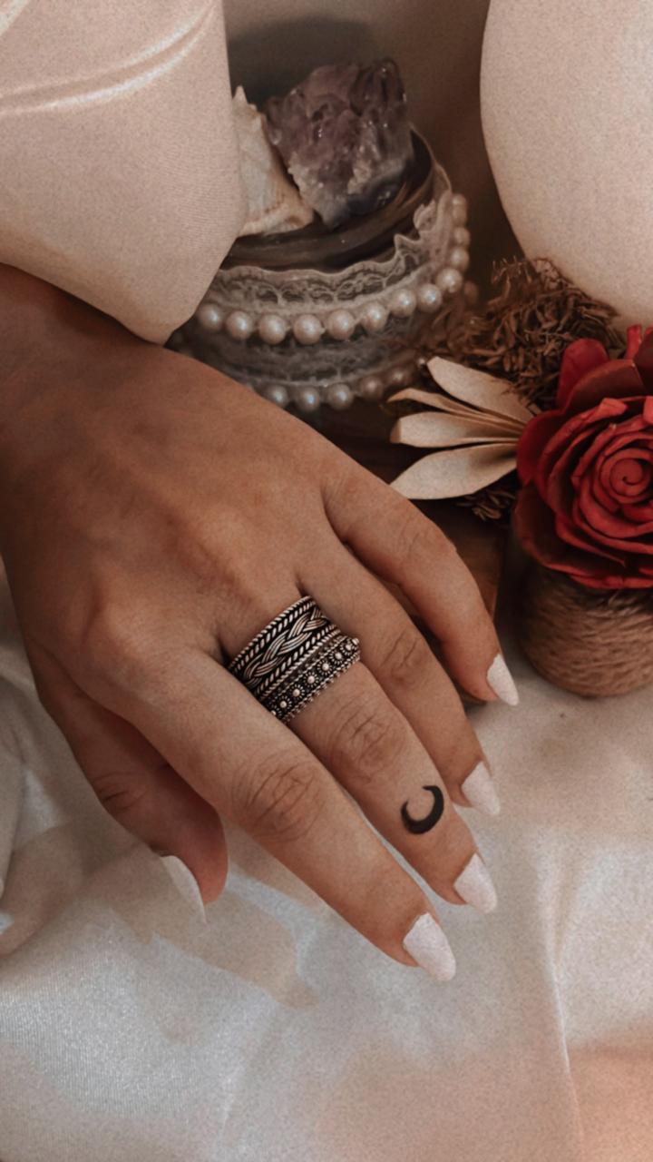 Tribal Braided & Balinese Stack Set 925 Sterling Silver Ring