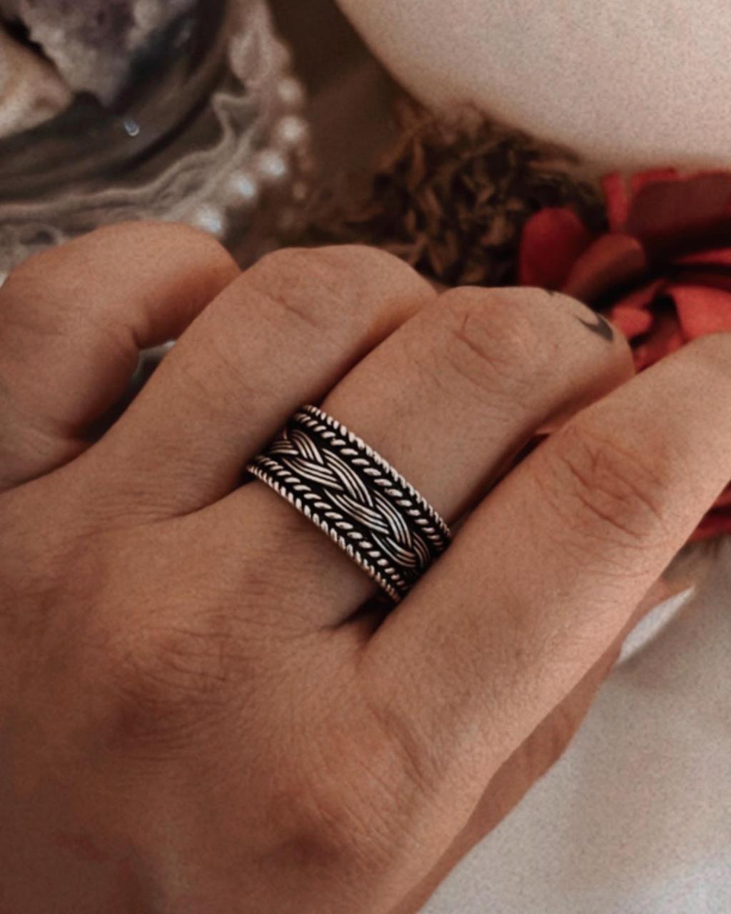 Tribal Braided & Balinese Stack Set 925 Sterling Silver Ring