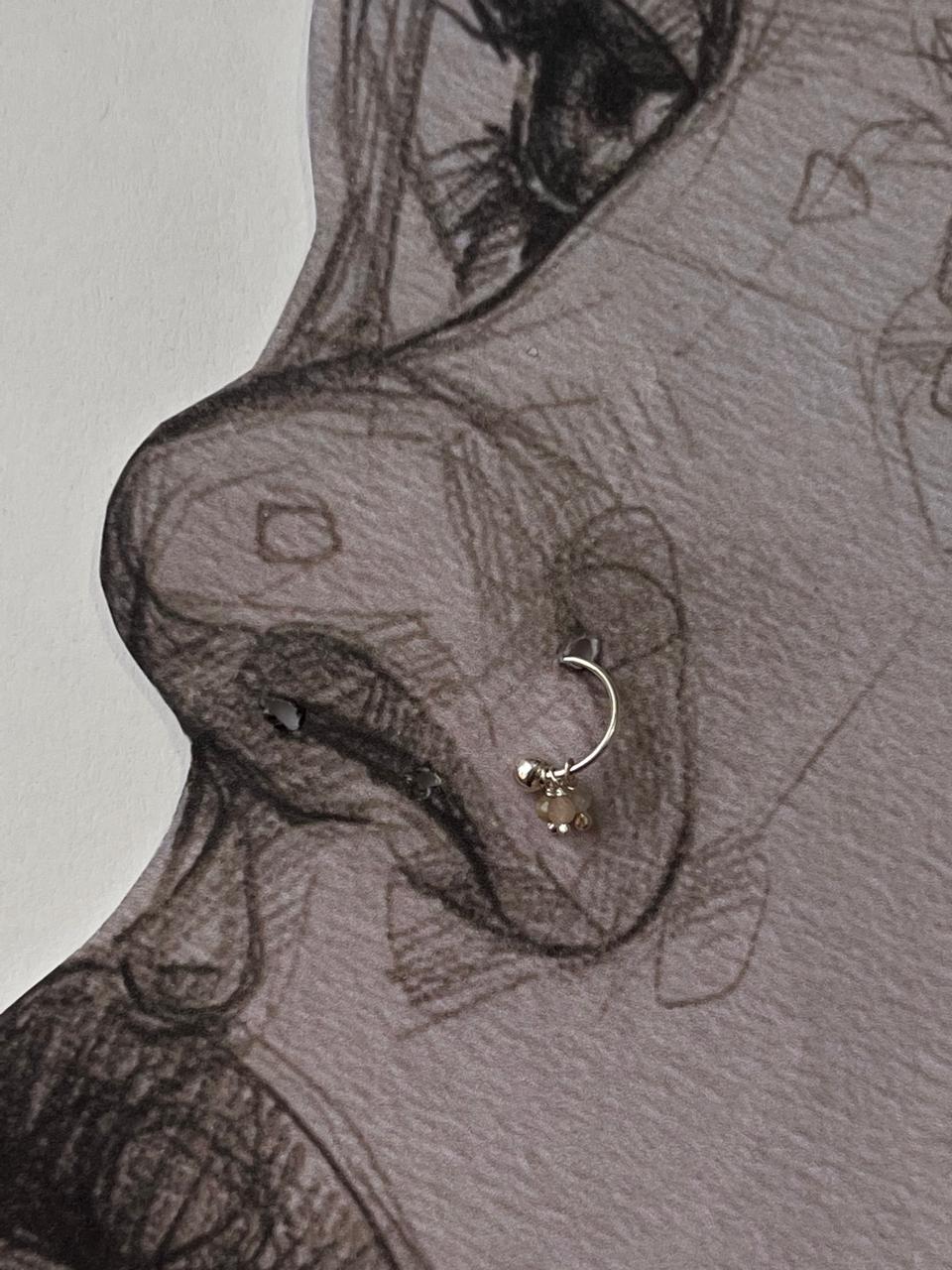 Multi Tourmaline Charms 925 Sterling Silver Piercing Septum or Nose Ring