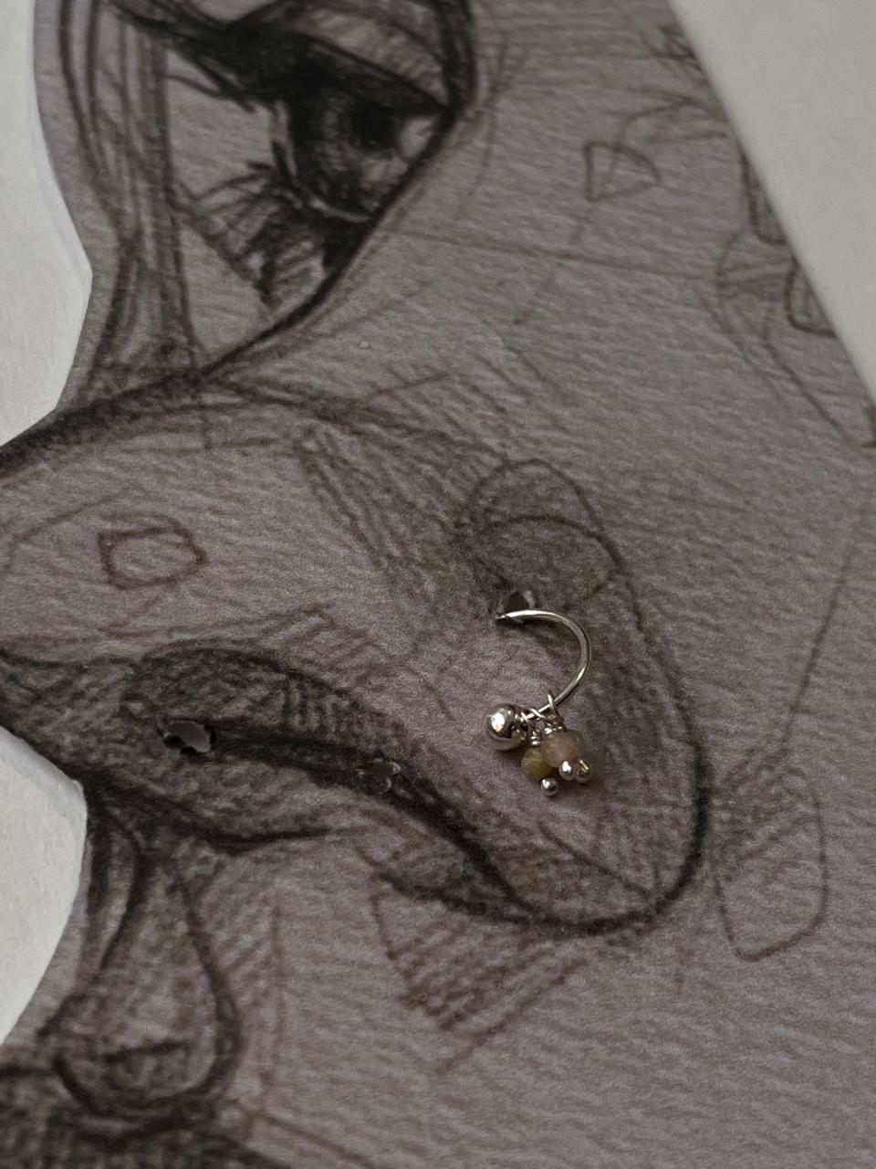 Multi Tourmaline Charms 925 Sterling Silver Piercing Septum or Nose Ring