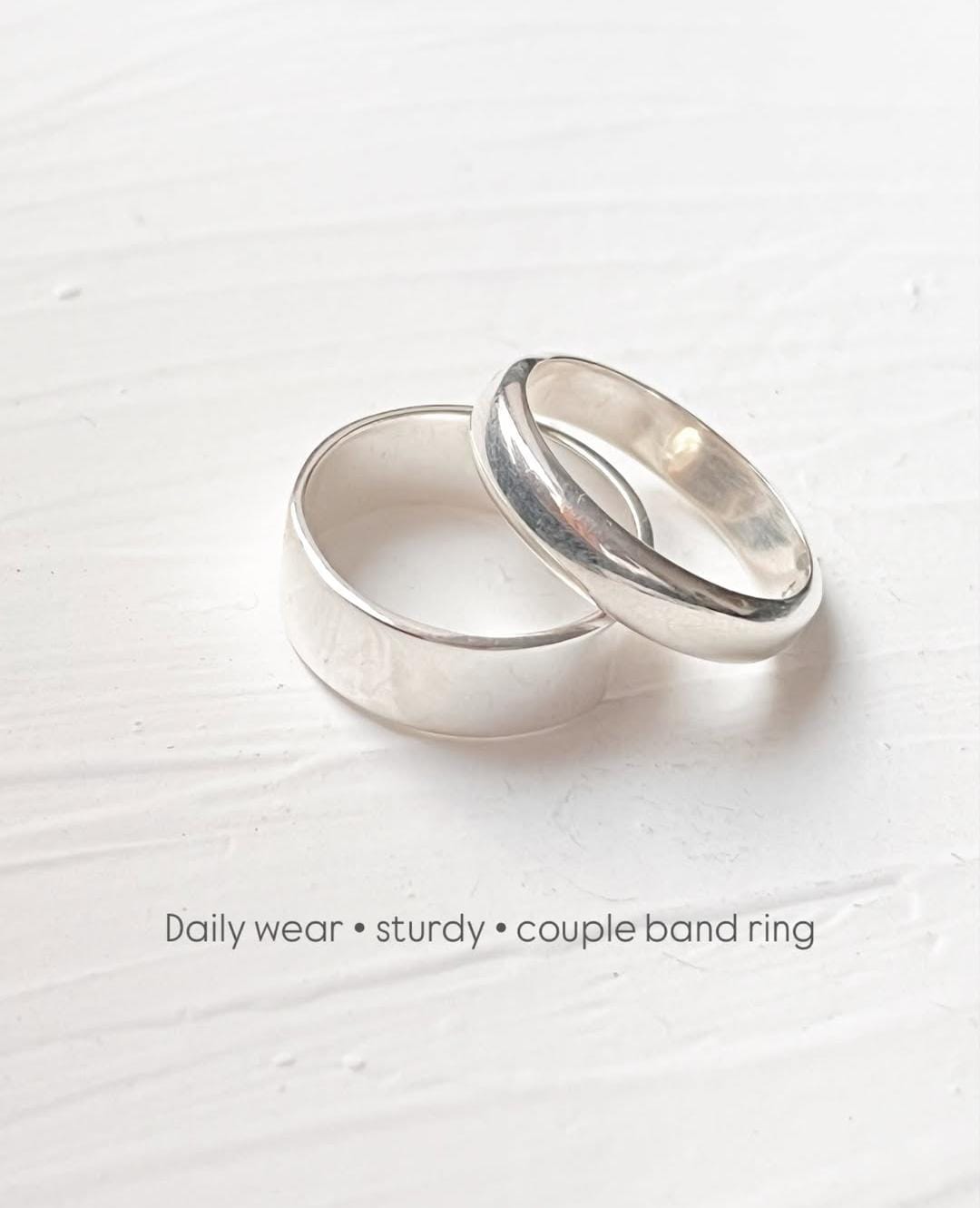 Couple Plain Band Stack Set Rings Sterling Silver 925 Hallmarked
