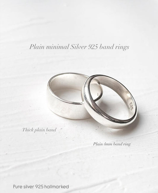 Couple Plain Band Stack Set Rings Sterling Silver 925 Hallmarked