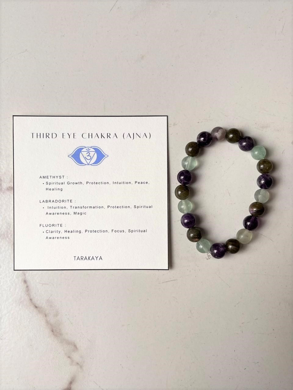 Third Eye Chakra (Ajna) 8mm Natural Crystal Bracelet