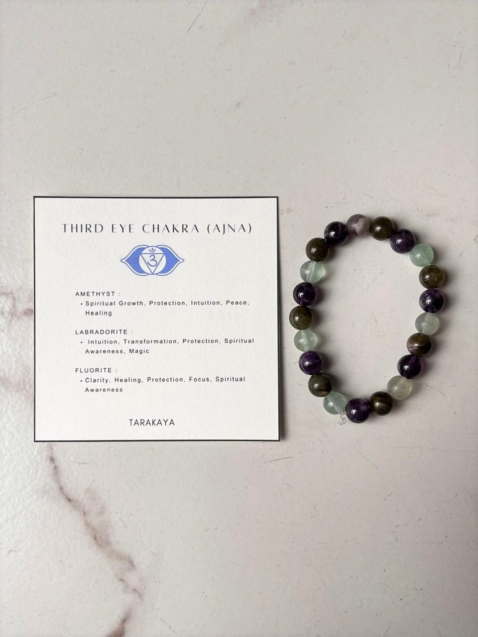 Third Eye Chakra (Ajna) 8mm Natural Crystal Bracelet