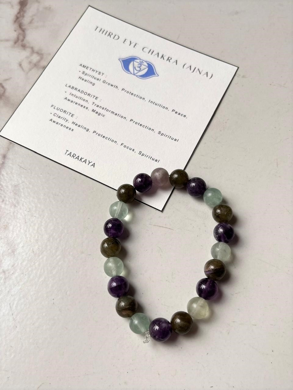 Third Eye Chakra (Ajna) 8mm Natural Crystal Bracelet