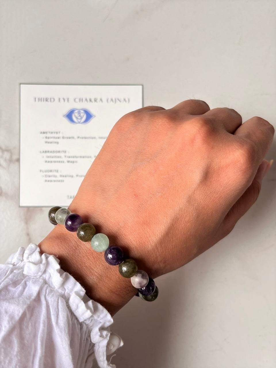 Third Eye Chakra (Ajna) 8mm Natural Crystal Bracelet