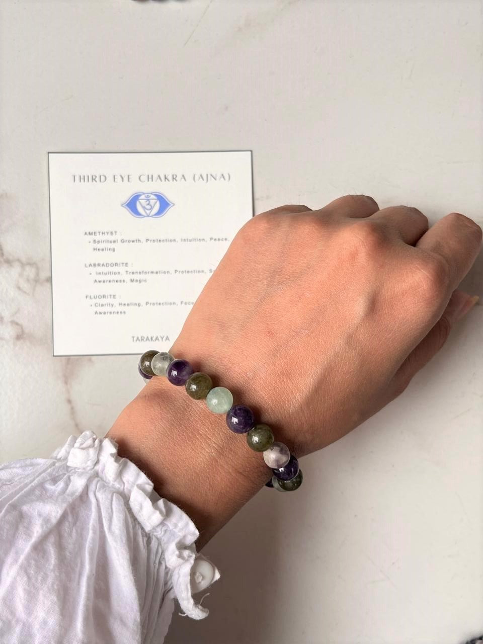 Third Eye Chakra (Ajna) 8mm Natural Crystal Bracelet