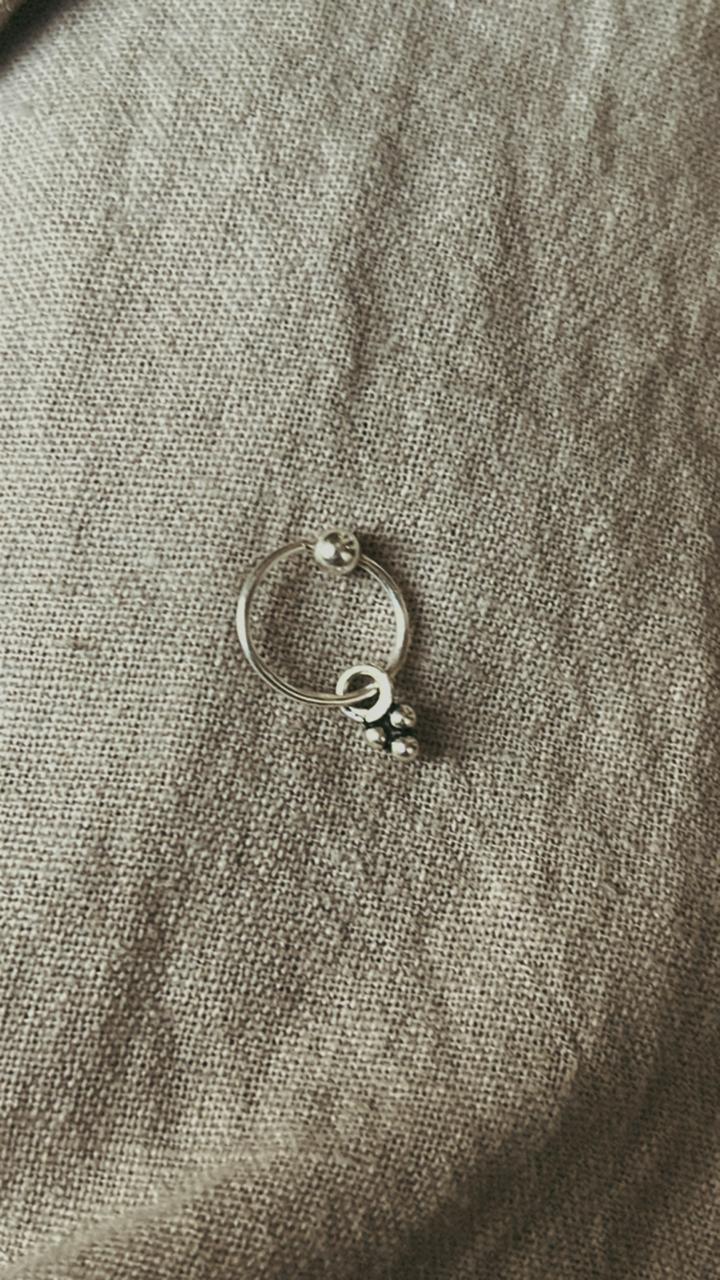 Tribal Rawa Charm 925 Sterling Silver Pierced Nose Ring