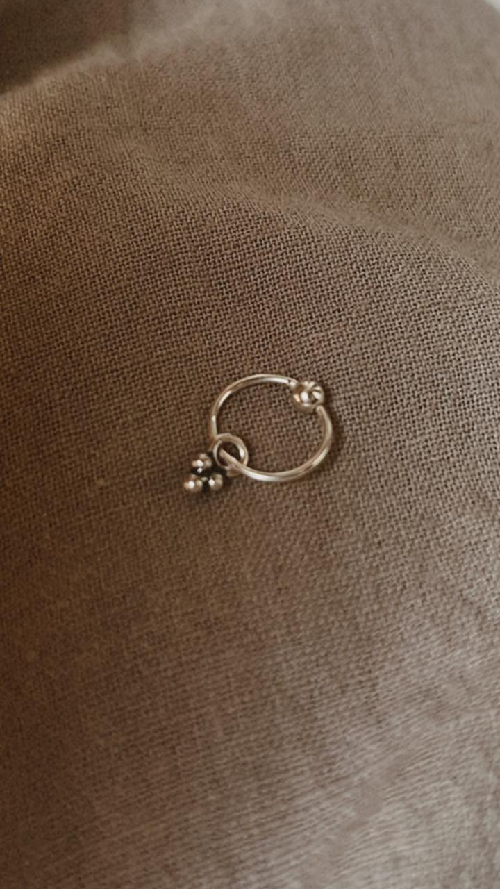 Tribal Rawa Charm 925 Sterling Silver Pierced Nose Ring