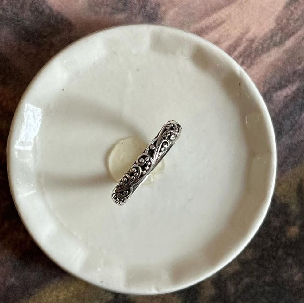 Thin, Thick Vintage Motif Stack Set Couple 925 Sterling Silver Ring