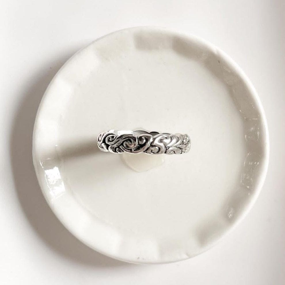 Medium, Thick Vintage Motif Stack Set Couple 925 Sterling Silver Ring