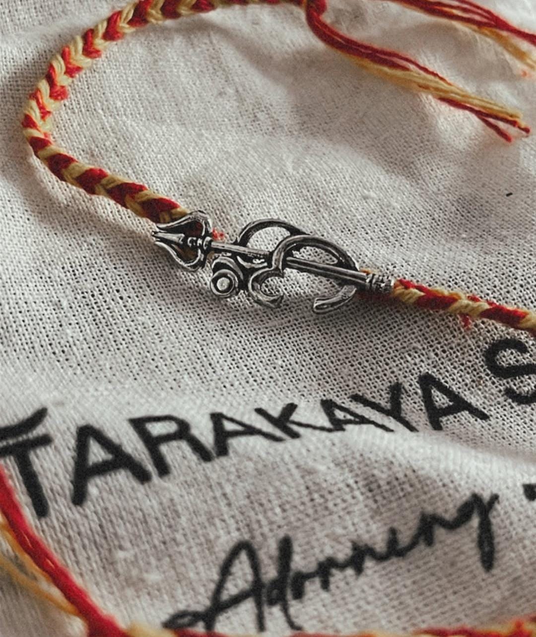 Om Trishul / Shiv Shakti Reusable Charm Handcrafted 925 Sterling Silver Rakhi