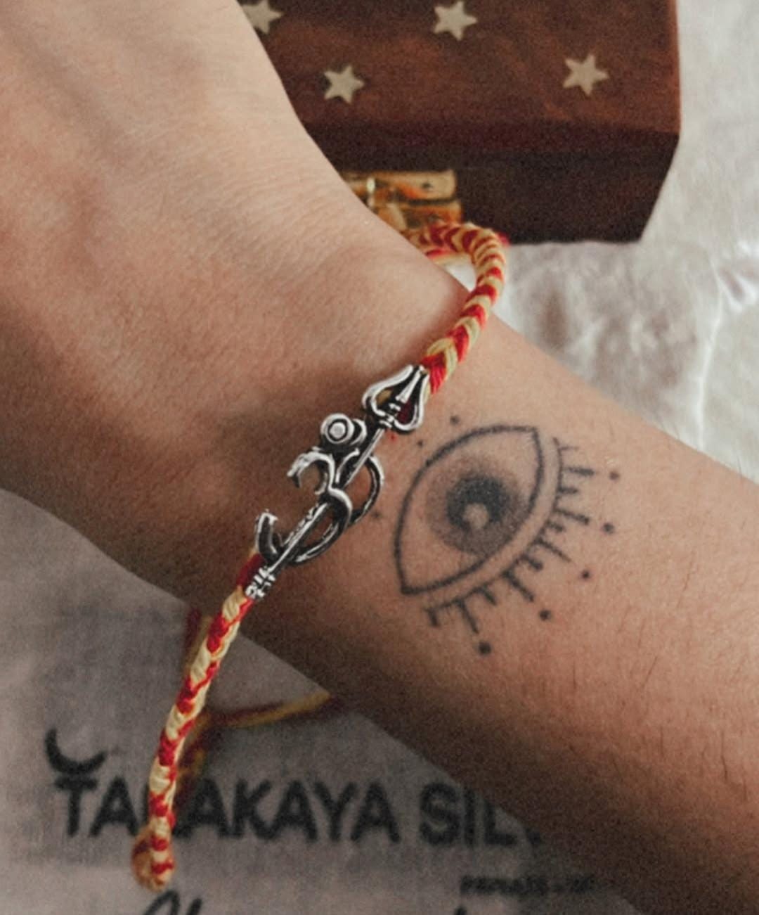 Om Trishul / Shiv Shakti Reusable Charm Handcrafted 925 Sterling Silver Rakhi