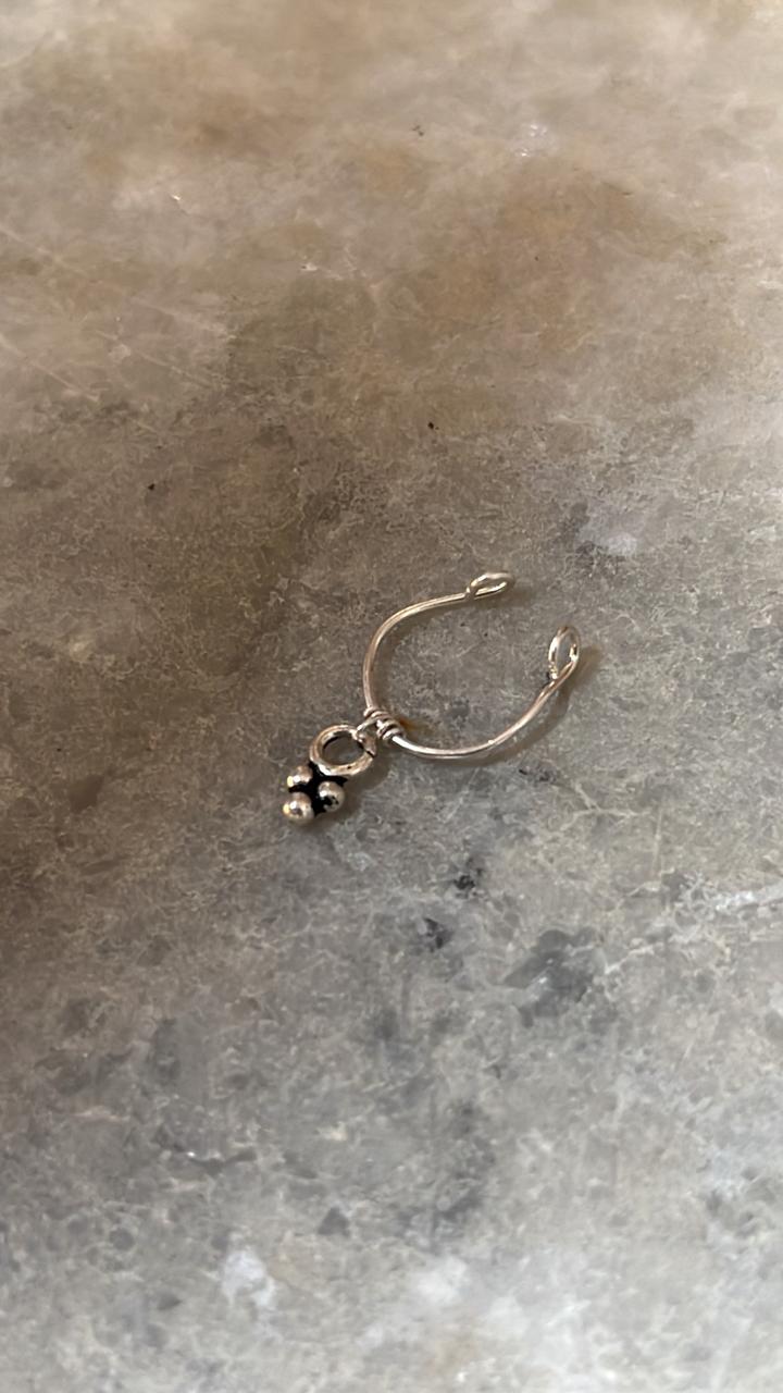 Tribal Rawa Charm Clip On Septum 925 Sterling Silver Nose Ring