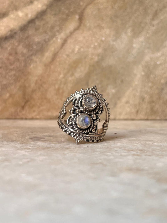 Moonstone Rawa Bohemian 925 Sterling Silver Ring