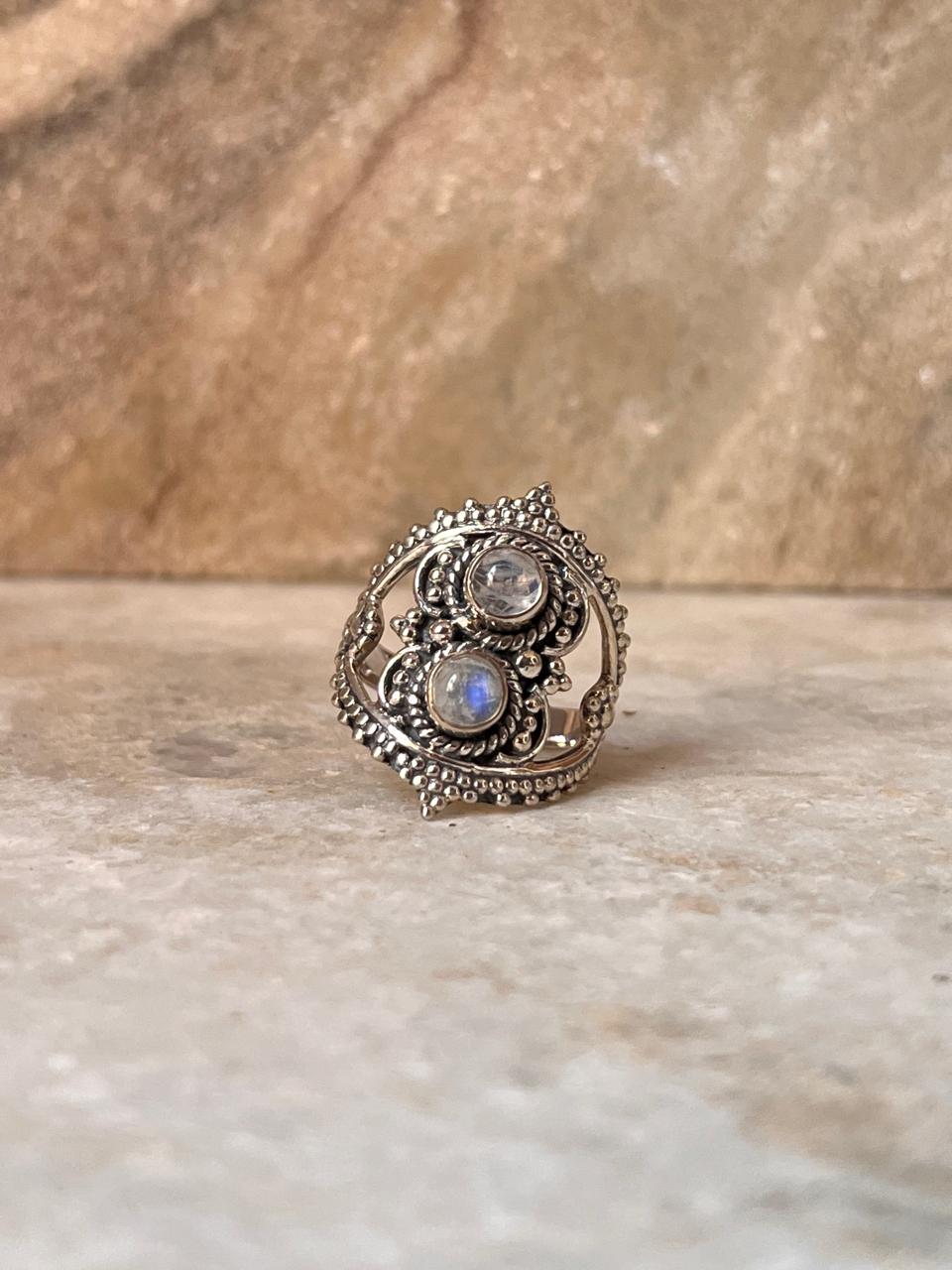 Moonstone Rawa Bohemian 925 Sterling Silver Ring