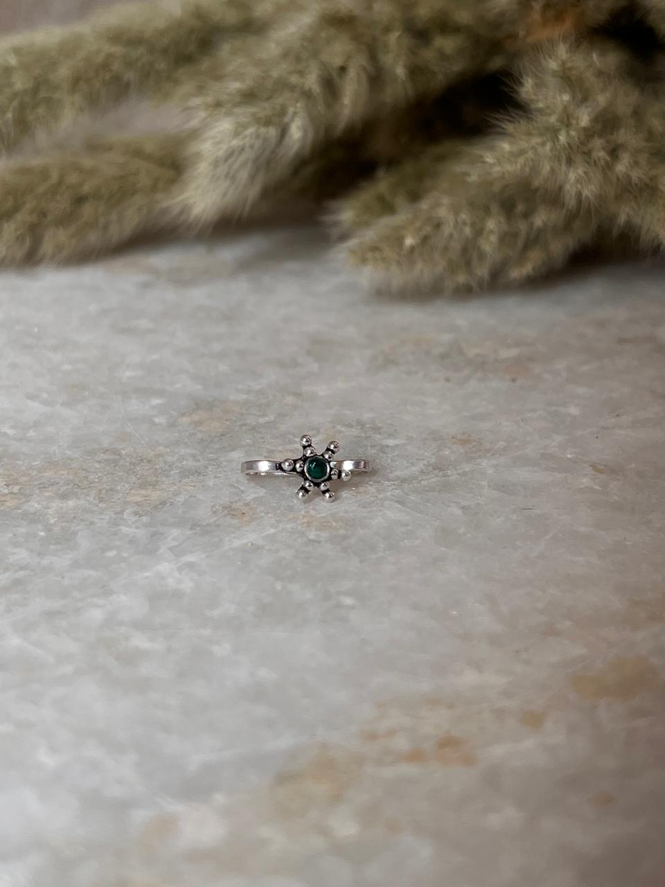 Green Rawa Floral Nose / Helix 925 Sterling Silver Clip On