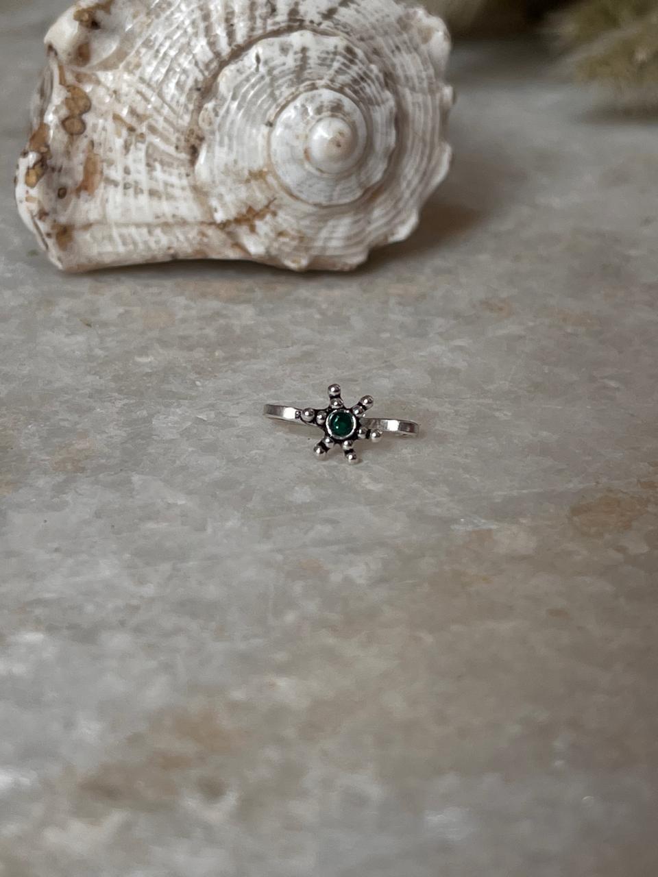 Green Rawa Floral Nose / Helix 925 Sterling Silver Clip On