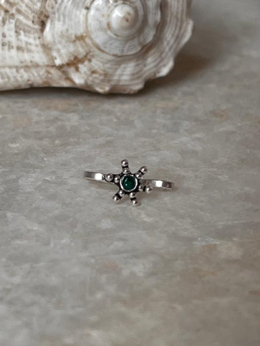 Green Rawa Floral Nose Helix 925 Sterling Silver Clip On