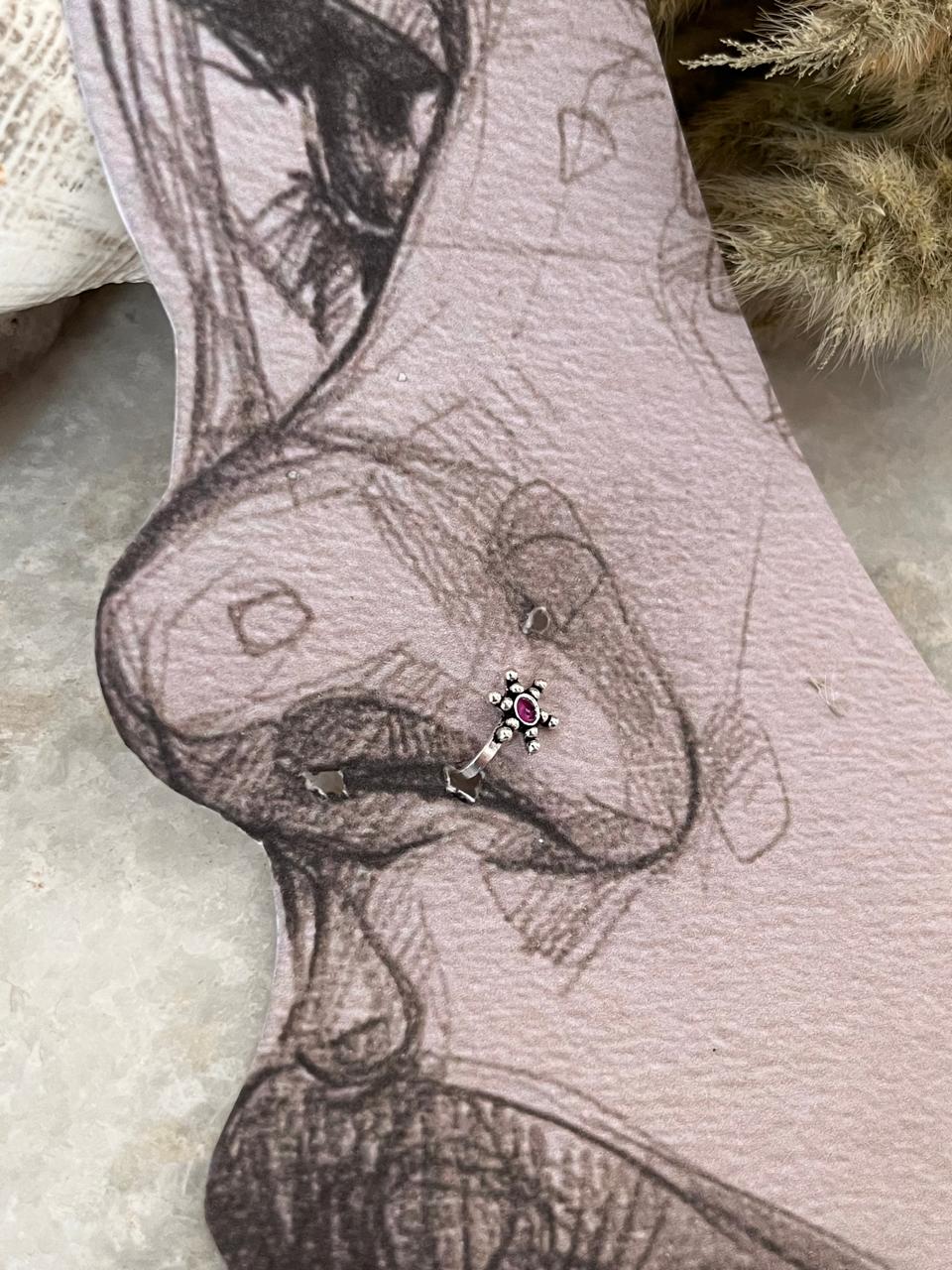Pink Rawa Floral Nose / Helix 925 Sterling Silver Clip On
