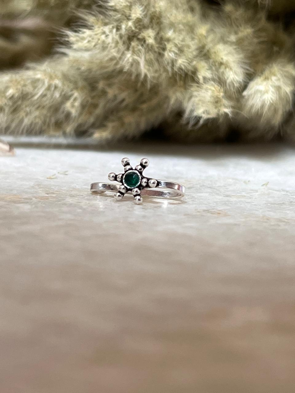 Green Rawa Floral Nose / Helix 925 Sterling Silver Clip On