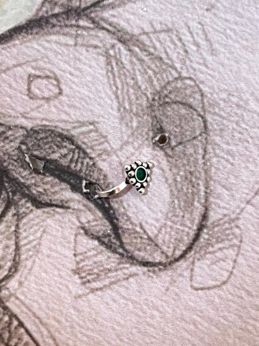 Green Rawa Nose / Helix 925 Sterling Silver Clip On