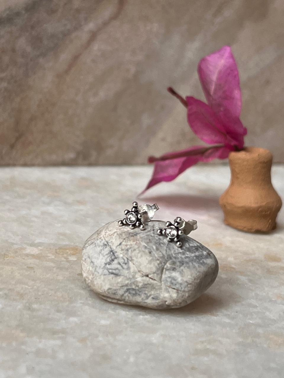 Rawa White Cz Stone Studs 925 Sterling Silver Earrings