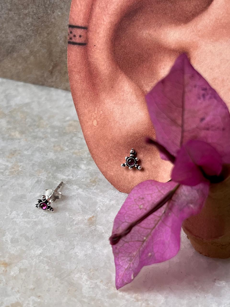 Elegant rawa pink cubic zirconia stud earrings in 925 silver