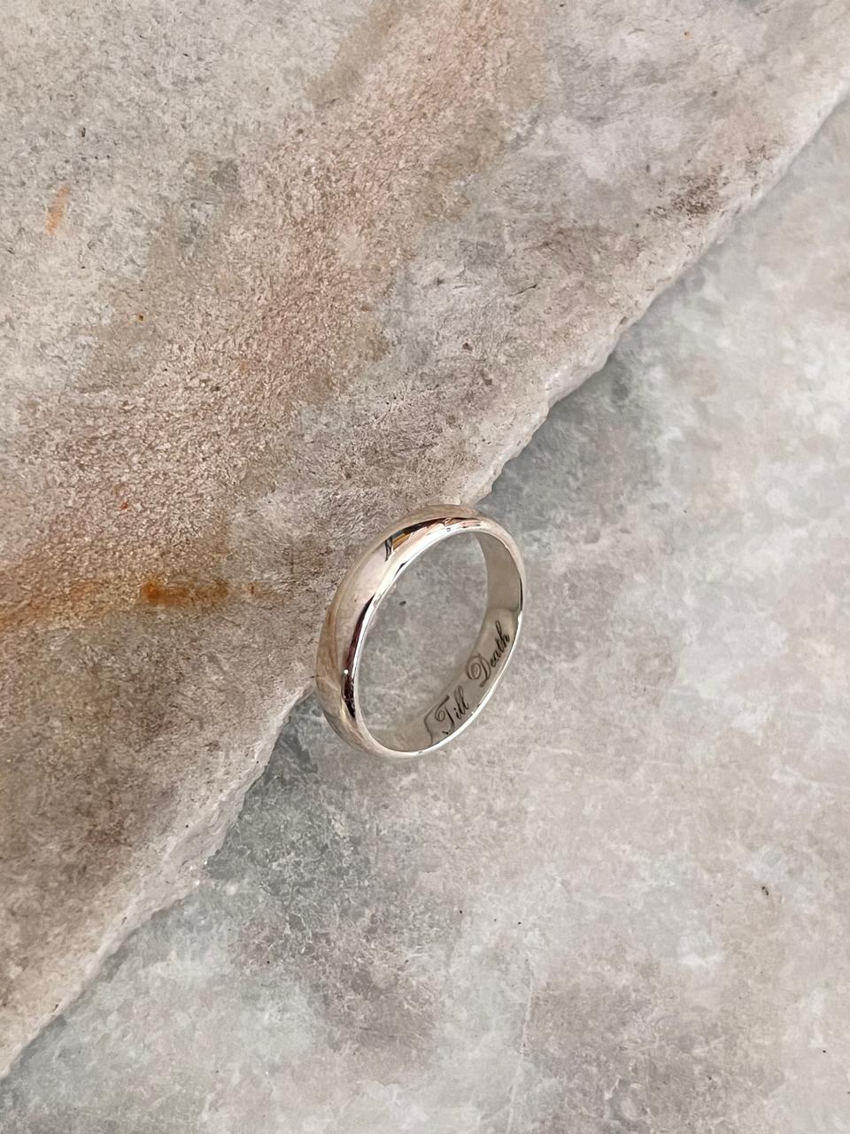 Till Death 4MM Band 925 Sterling Silver Ring- Couple Ring