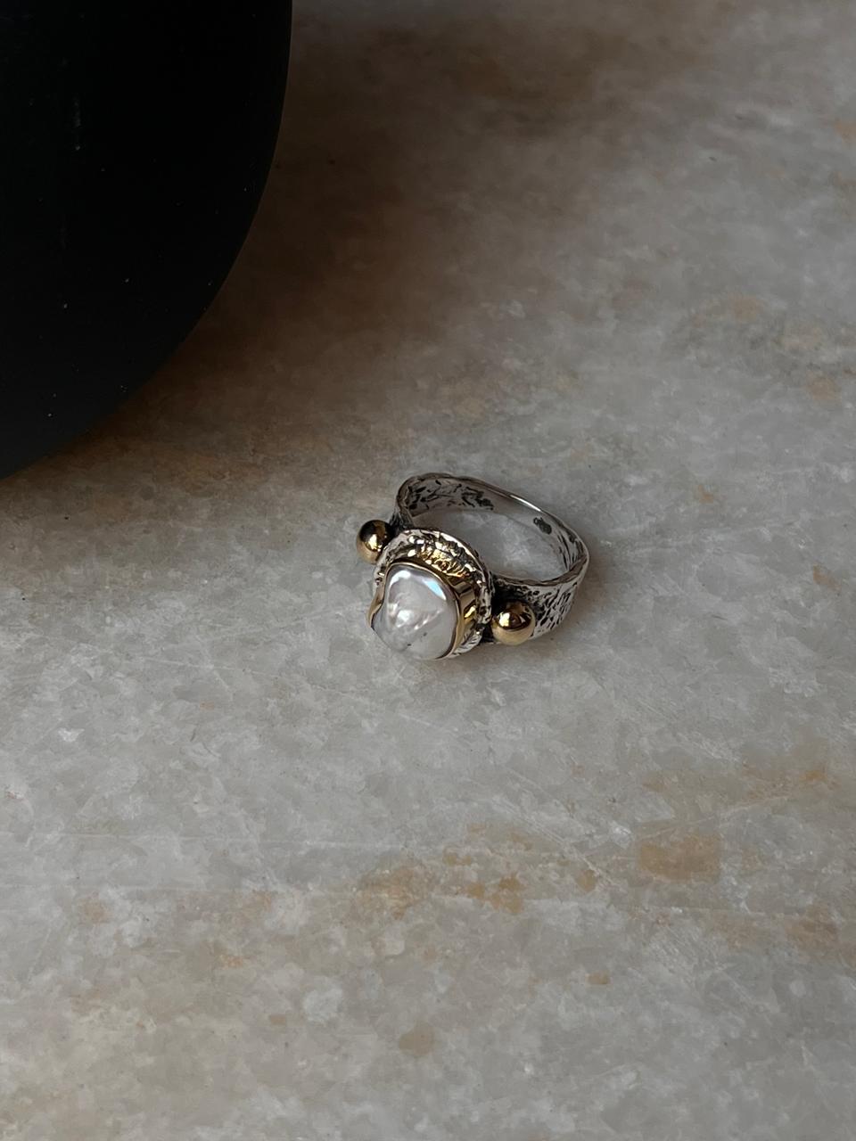 Baroque Pearl Rustic Fusion Handcrafted 925 Sterling Silver Ring