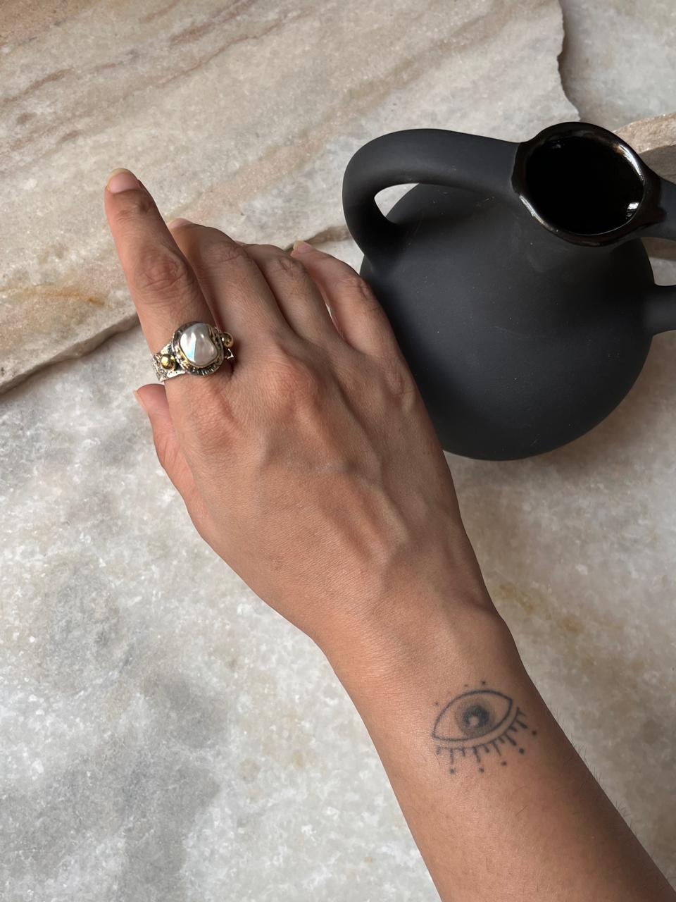 Baroque Pearl Rustic Fusion Handcrafted 925 Sterling Silver Ring