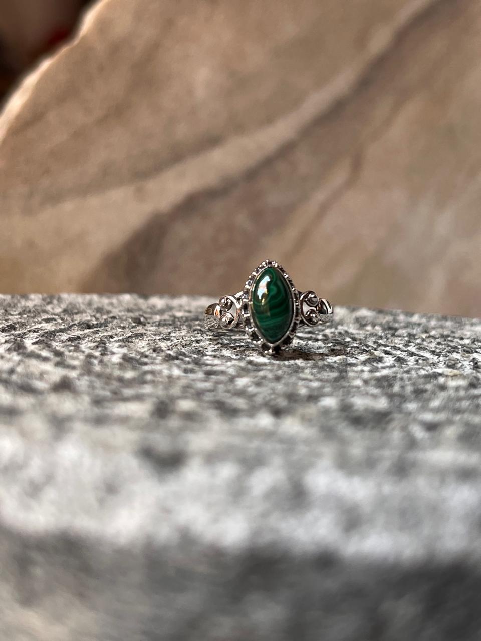 Malachite Boho Rawa 925 Sterling Silver Ring