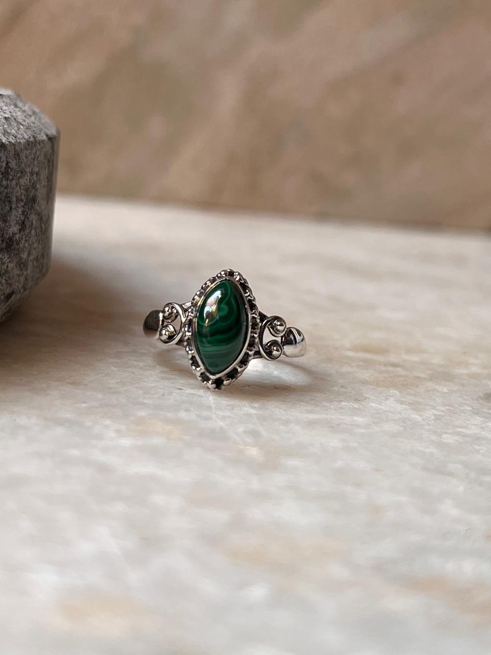 Malachite Boho Rawa 925 Sterling Silver Ring