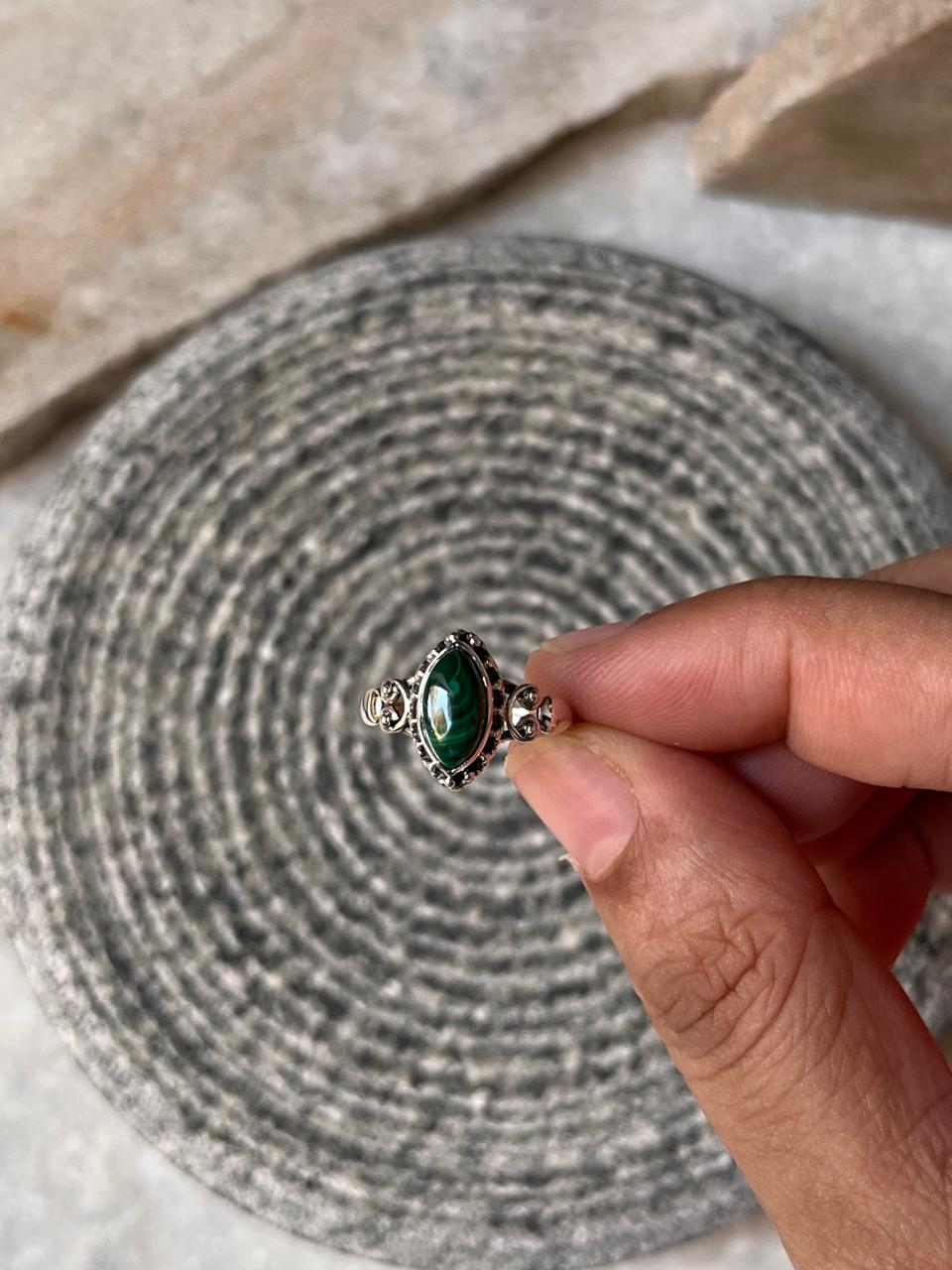 Malachite Boho Rawa 925 Sterling Silver Ring