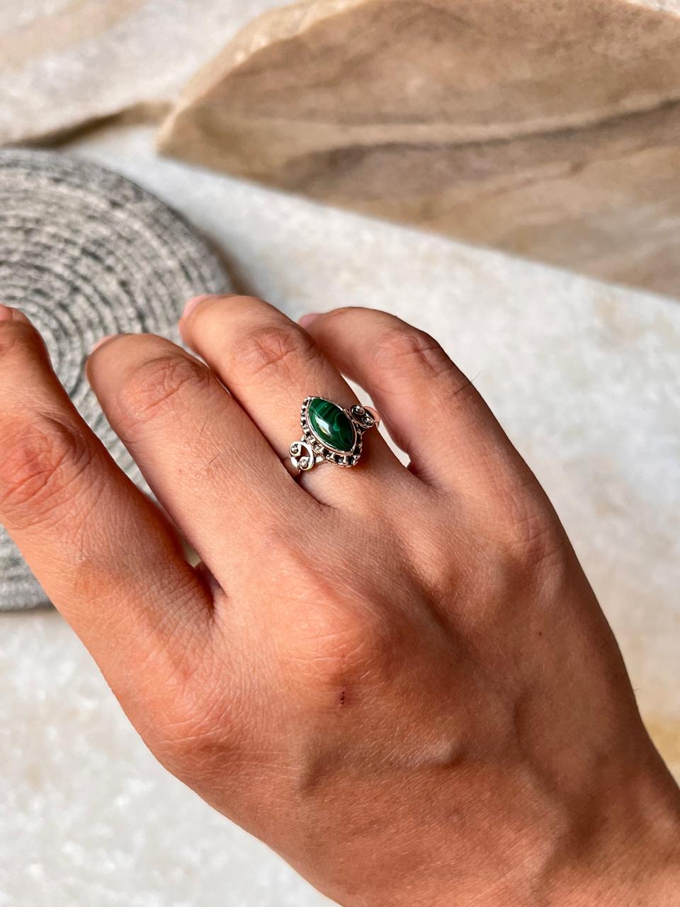 Malachite Boho Rawa 925 Sterling Silver Ring
