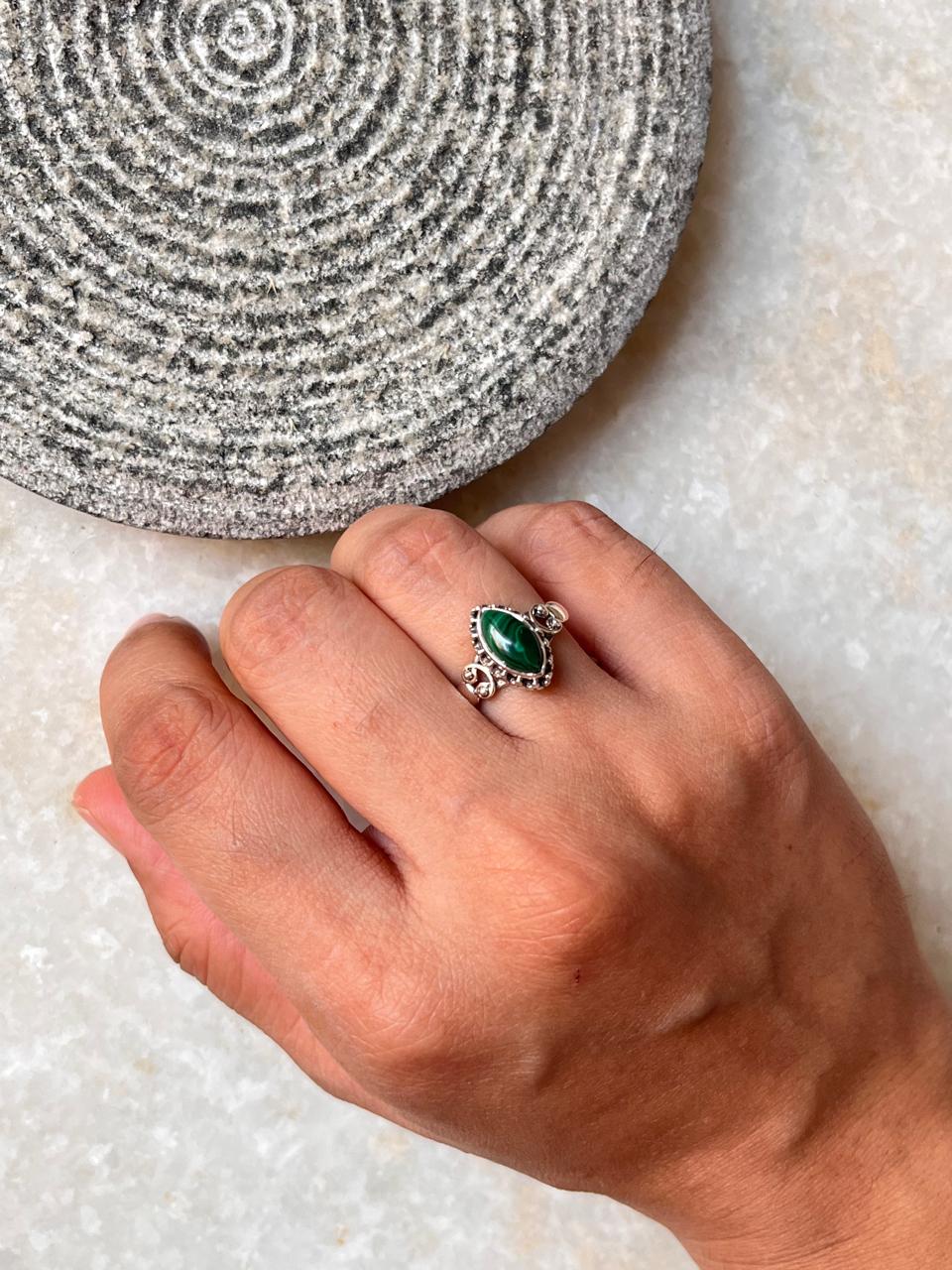 Malachite Boho Rawa 925 Sterling Silver Ring