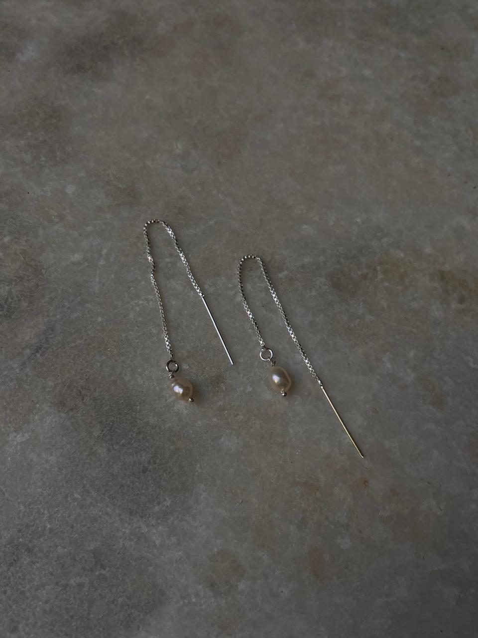 Fresh Water Pearl Handcrafted Threader/Sui Dhaga 925 Sterling Silver Earrings