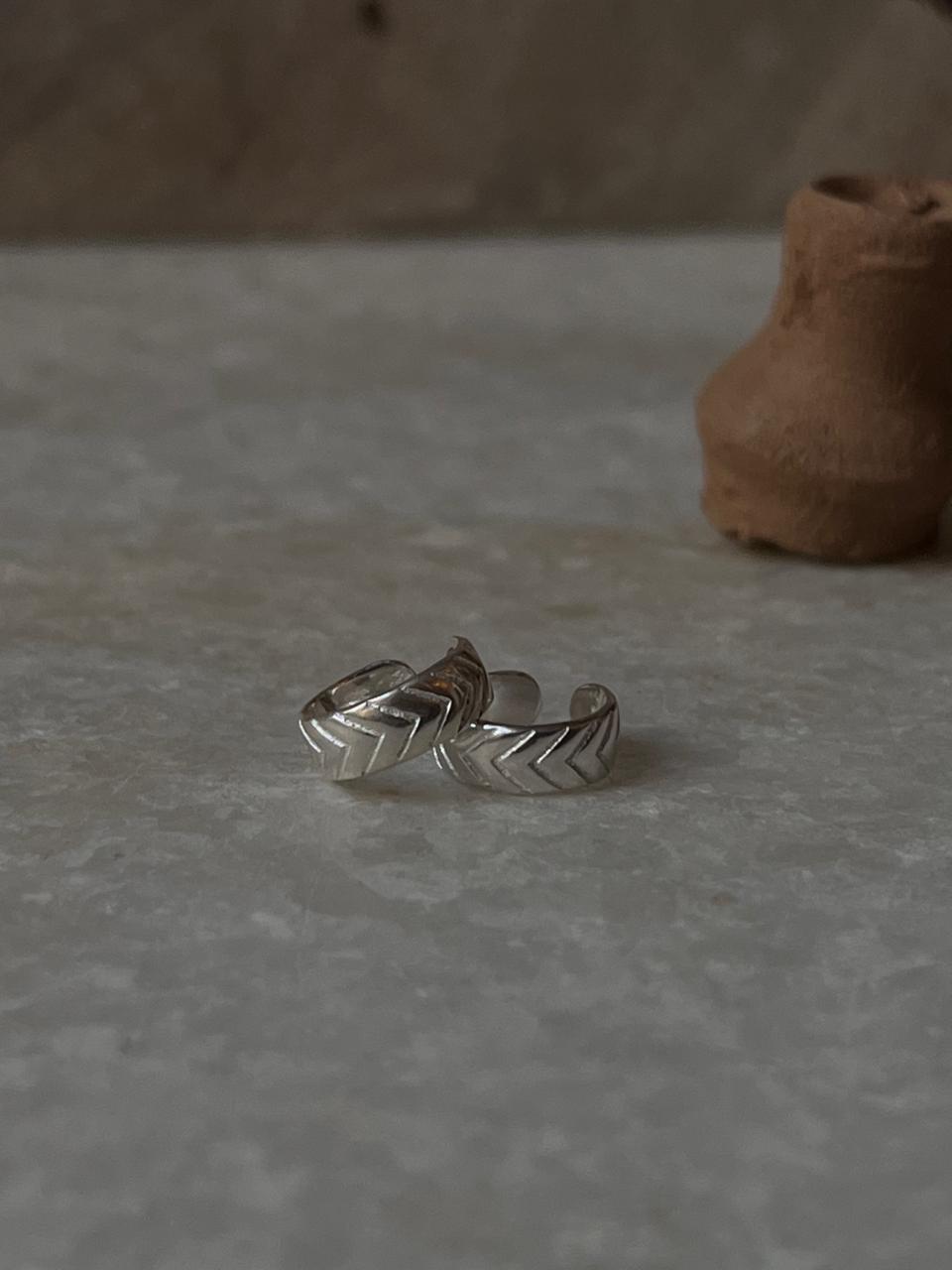 Sterling Silver V Pattern Clip-On Helix Ear Cuff