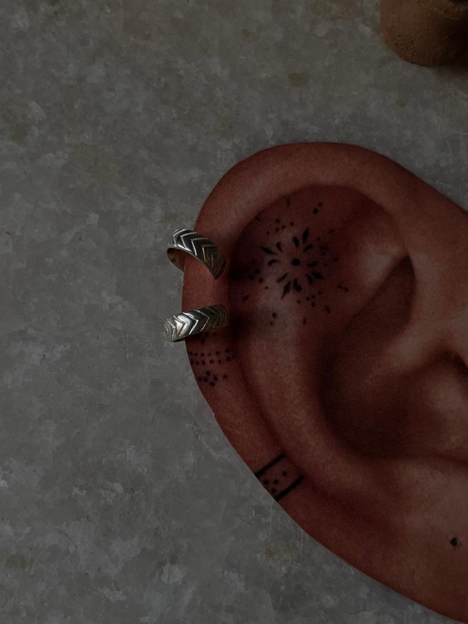 Non-Pierced V Engraved Ear Cuff in Sterling Silver
