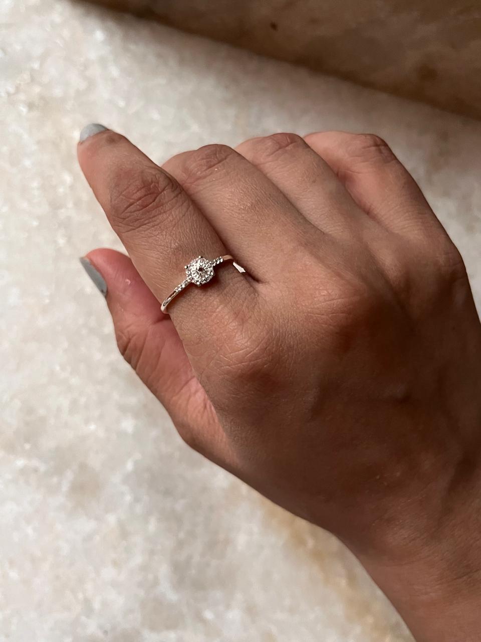 White Topaz Solitaire 925 Sterling Silver Ring