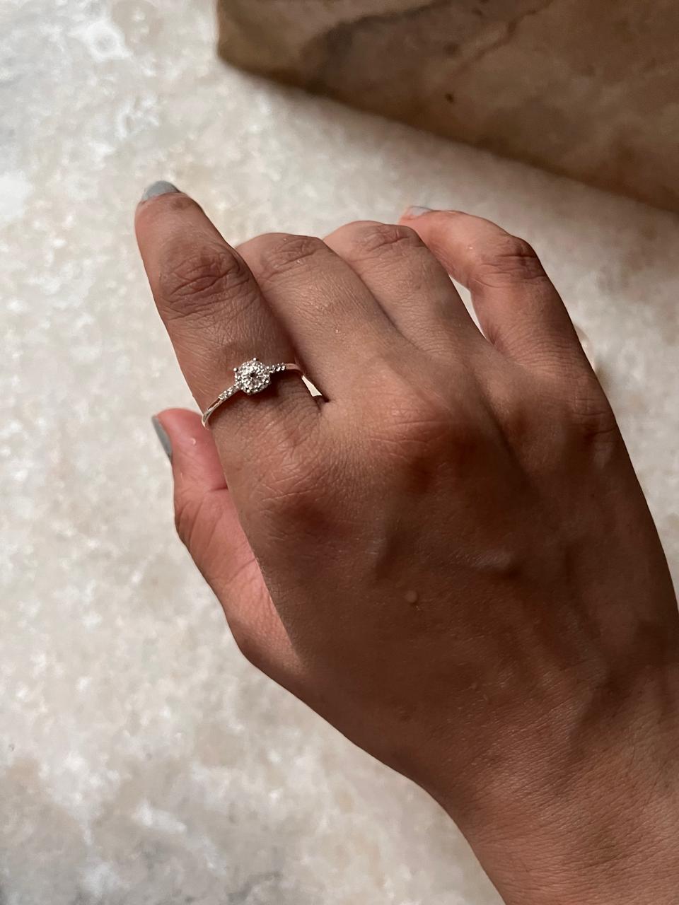 White Topaz Solitaire 925 Sterling Silver Ring