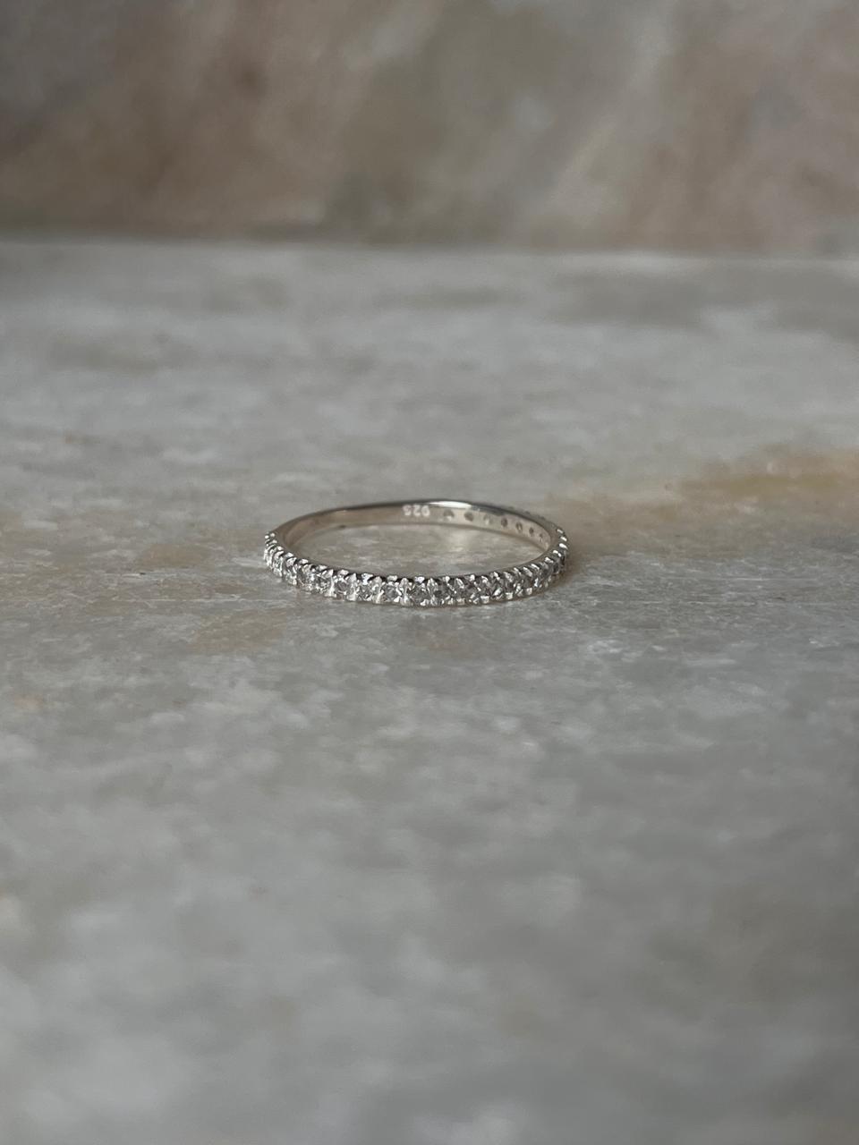 White Topaz full Band 925 Sterling Silver Ring