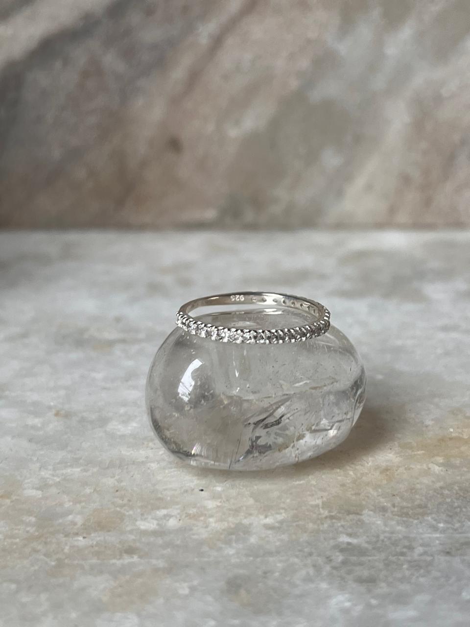 White Topaz full Band 925 Sterling Silver Ring