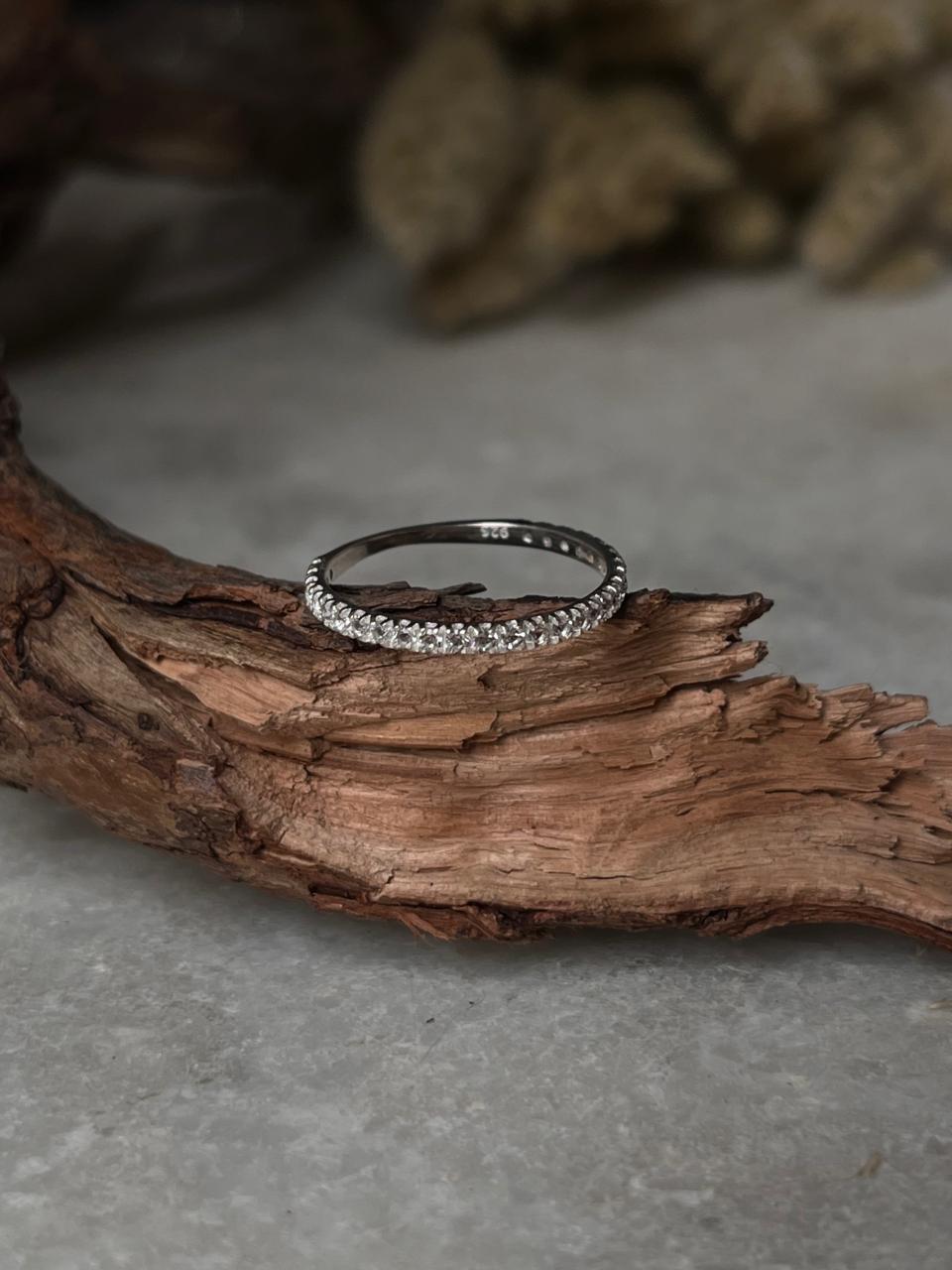 White Topaz full Band 925 Sterling Silver Ring