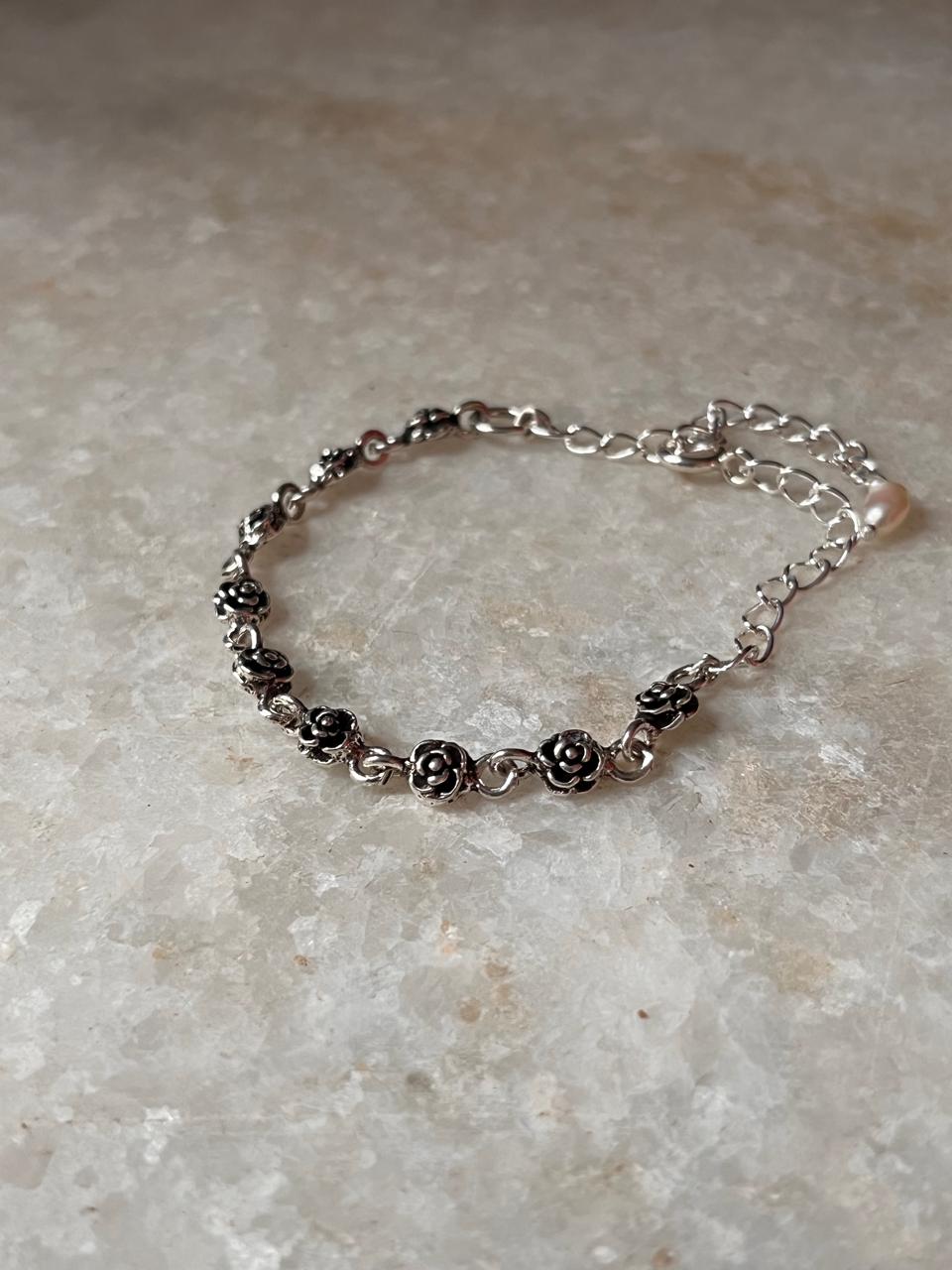 Antique Roses 925 Sterling Silver Bracelet
