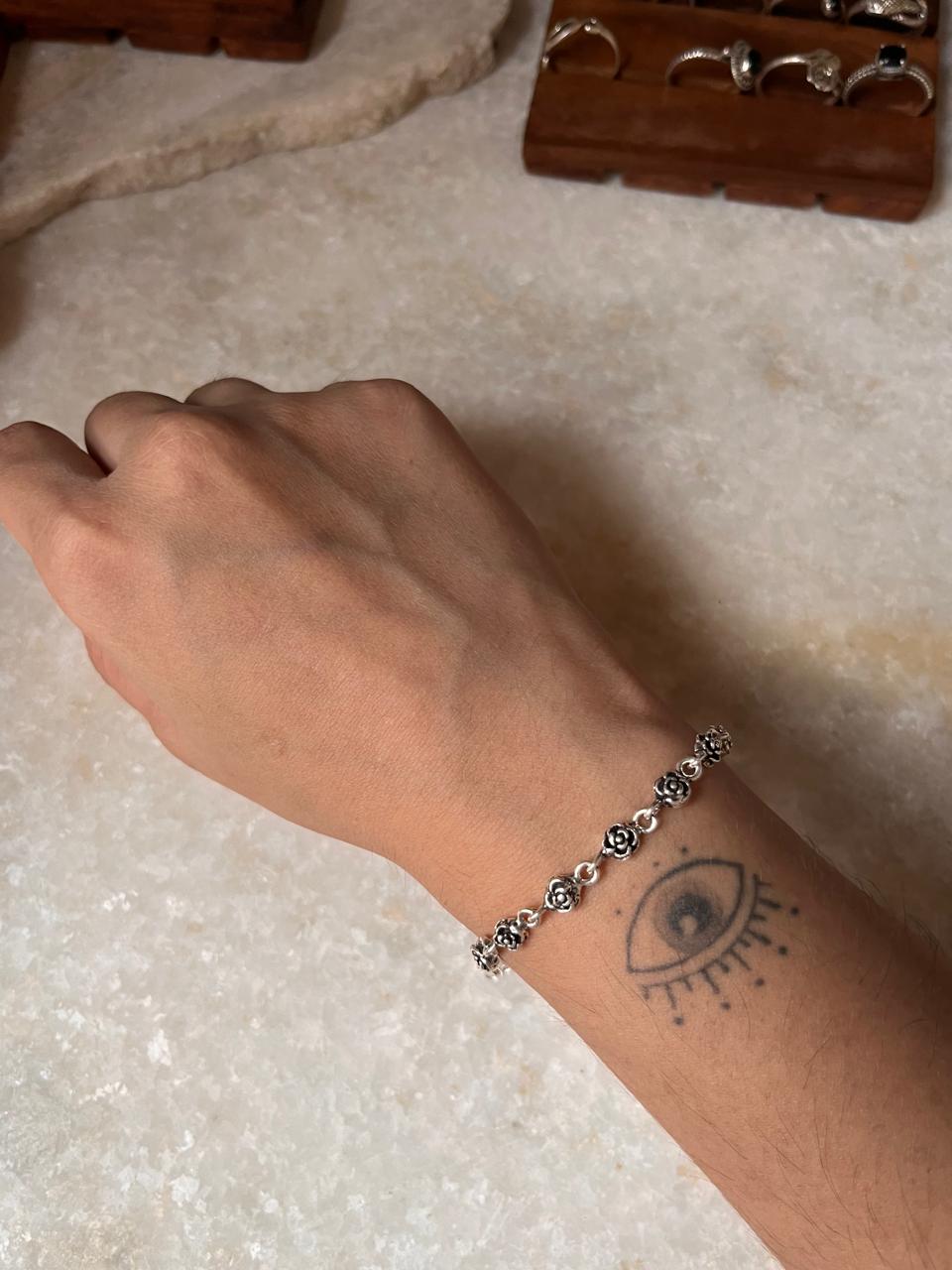 Antique Roses 925 Sterling Silver Bracelet